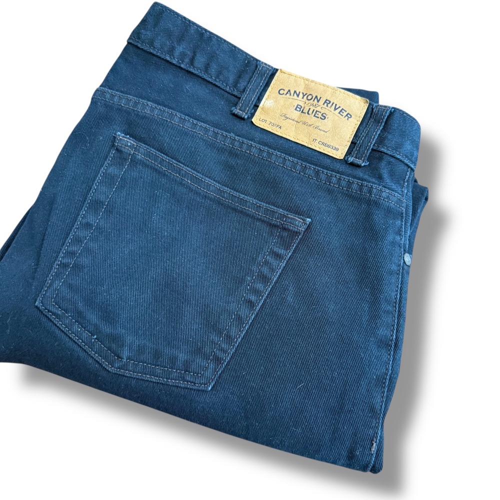 Canyon River Blues Mens Dark Wash Regular Fit Jeans Size 38x32 Cotton‎ CRB339